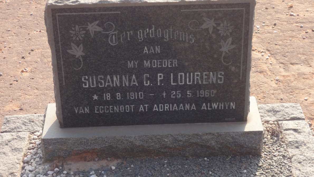 LOURENS Susanna C.P. 1910-1960