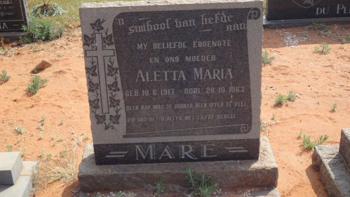 MARE Aletta Maria 1917-1963