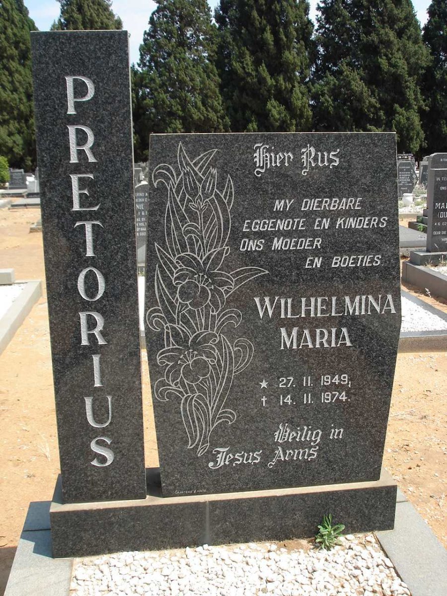 PRETORIUS Wilhelmina Maria 1949-1974