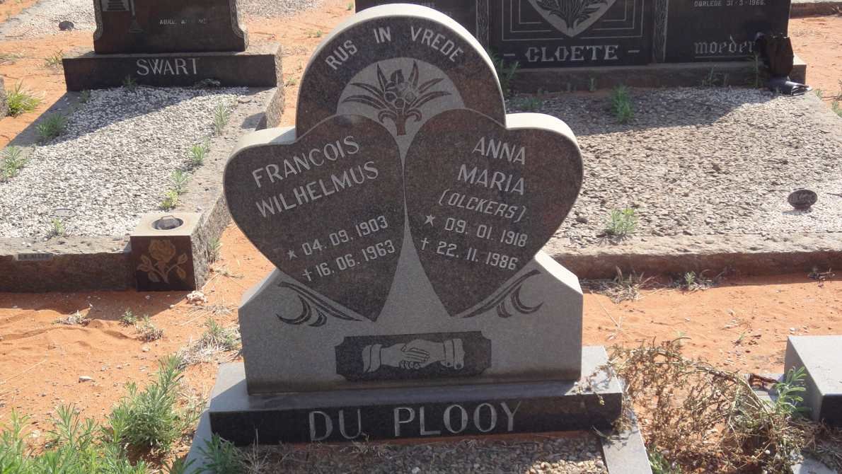 PLOOY Francois Wilhelmus, du 1903-1963 &amp; Anna Maria OLCKERS 1918-1986