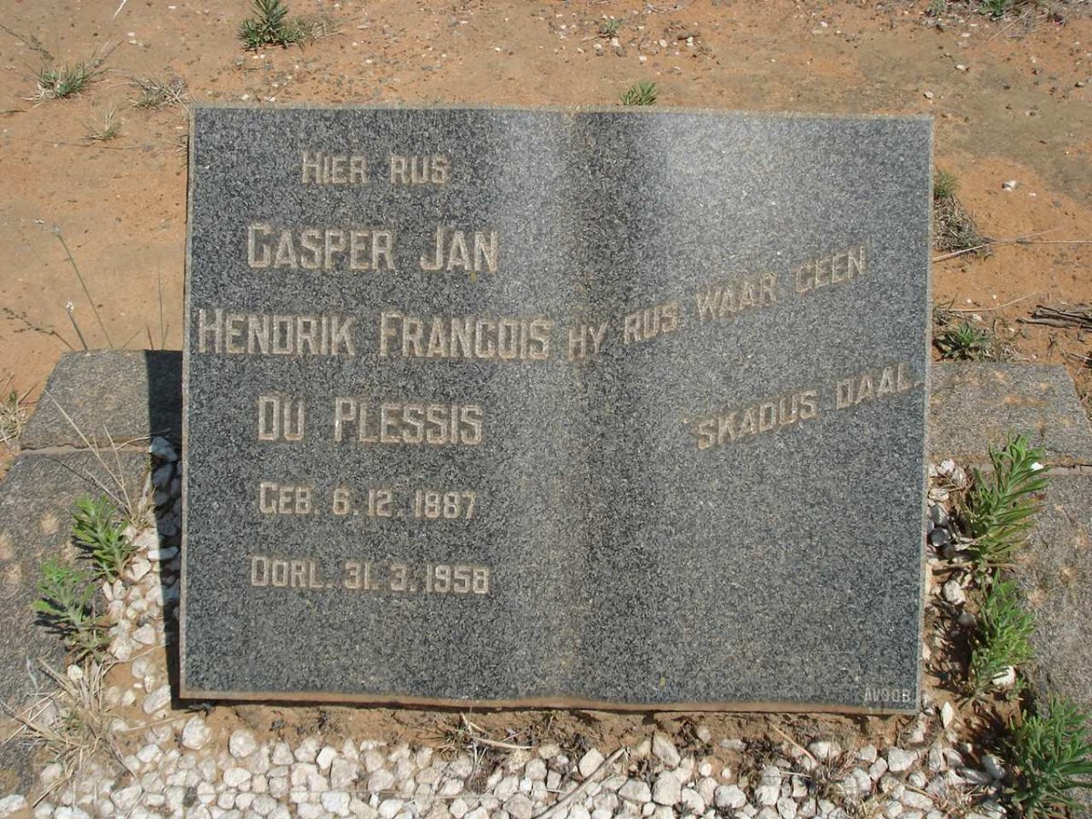 PLESSIS Casper Jan Hendrik Francois, du 1887-1958