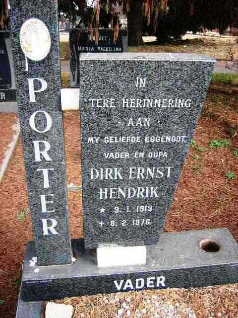 PORTER Dirk Ernst Hendrik 1919-1976