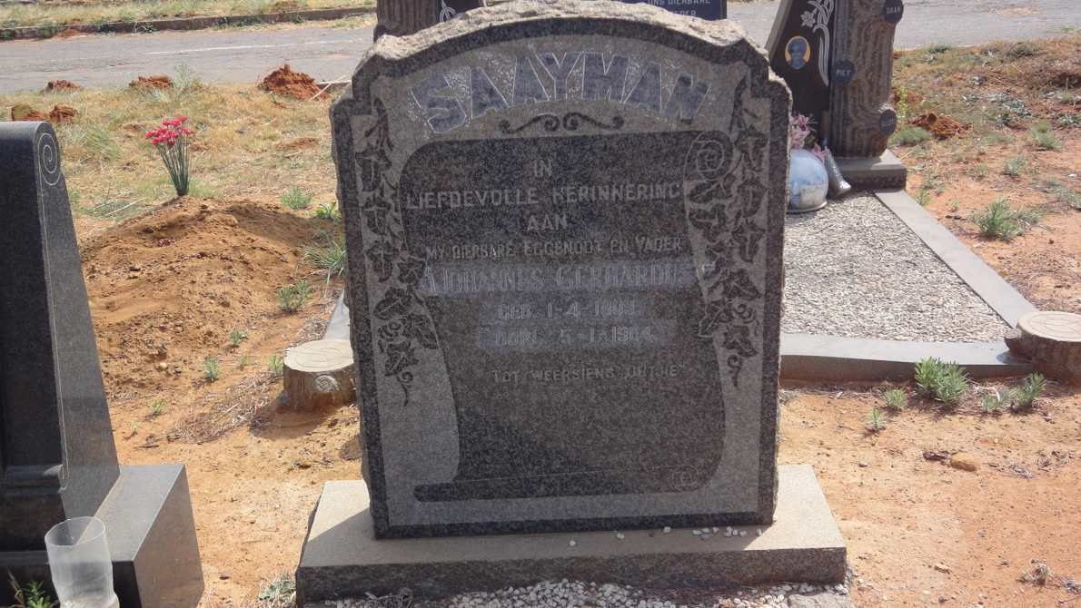 SAAYMAN Johannes Gerhardus 1909-1964