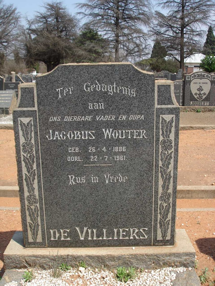 VILLIERS Jacobus Wouter, de 1886-1961