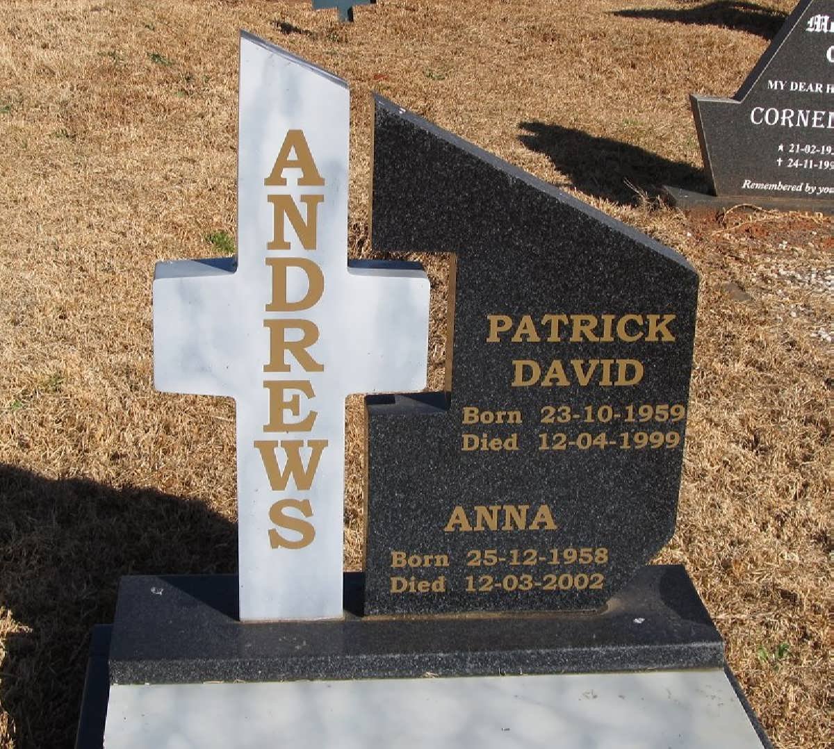 ANDREWS Patrick David 1959-1999 &amp; Anna 1958-2002