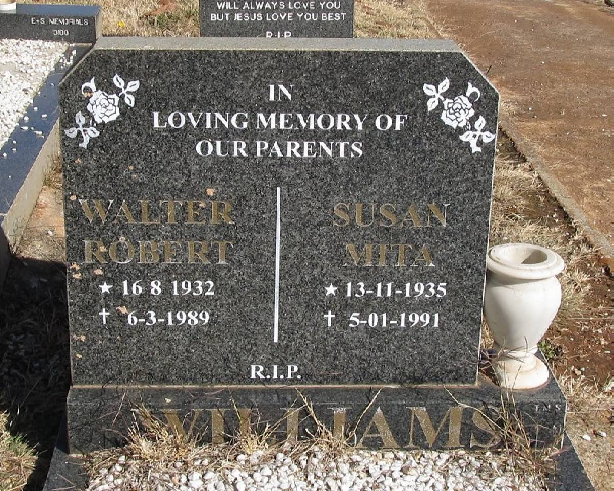 WILLIAMS Walter Robert 1932-1989 &amp; Susan Mita 1935-1991