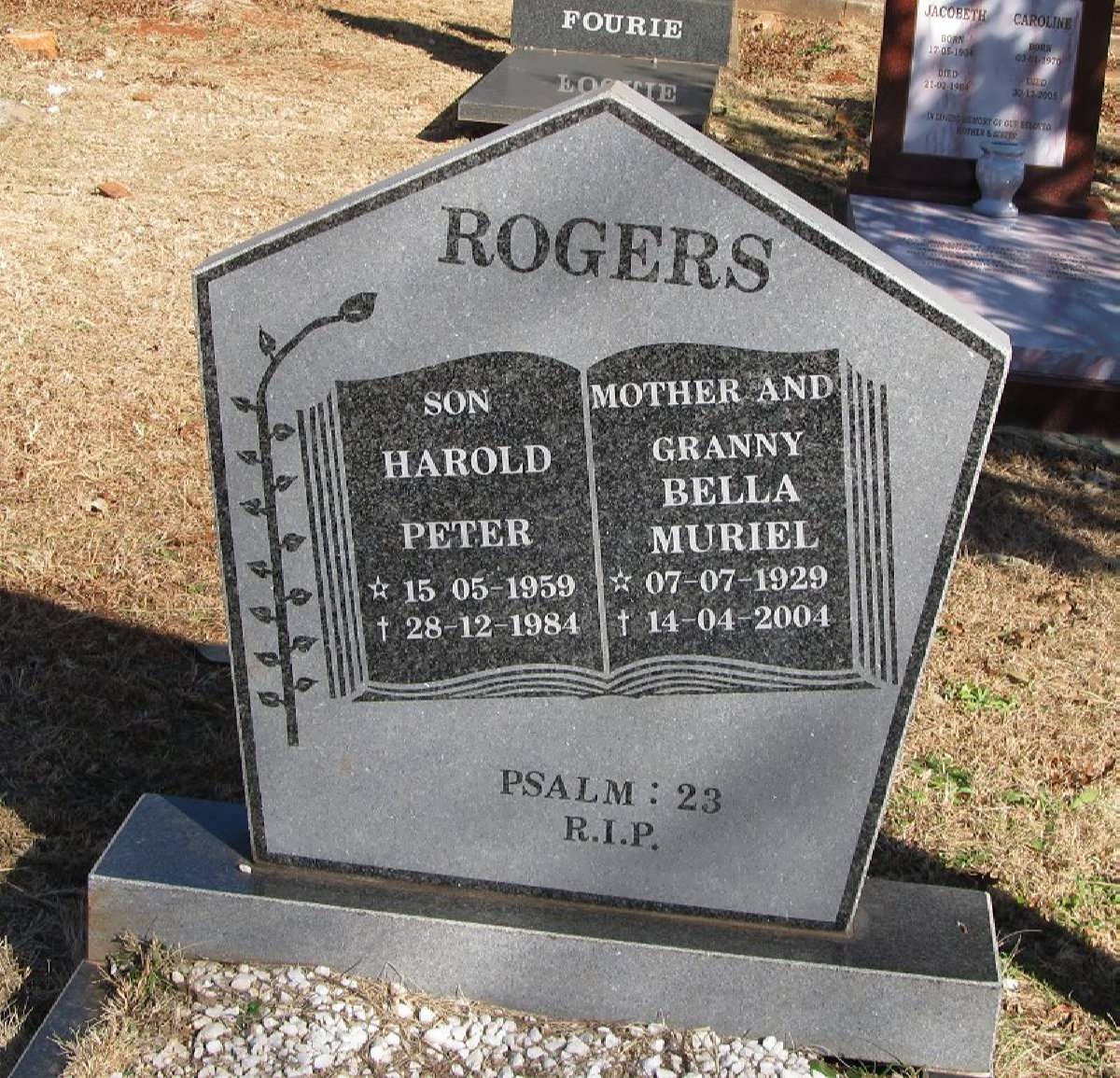 ROGERS Bella Muriel 1929-2004 :: ROGERS Harold Peter 1959-1984
