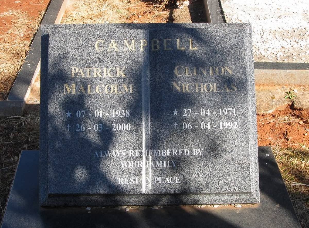 CAMPBELL Clinton Nicholas 1971-1992 :: CAMPBELL Patrick Malcolm 1938-2000
