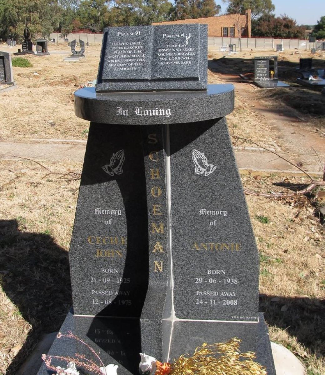 SCHOEMAN Cecile John 1925-1975 &amp; Antonie 1938-2008