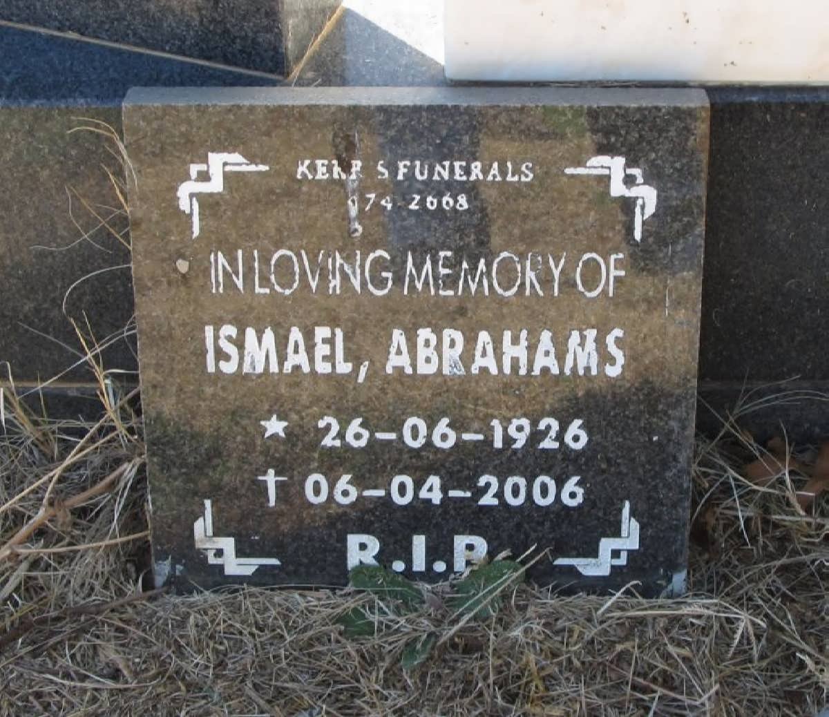 ISMAEL Abrahams 1926-2006