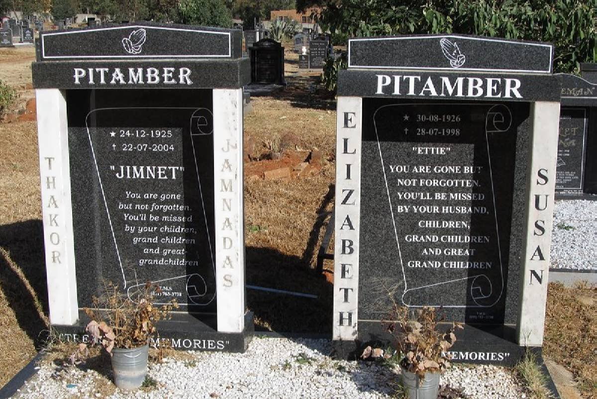 PITAMBER Thakor Jamnadas 1925-2004 &amp; Elizabeth Susan 1926-1998
