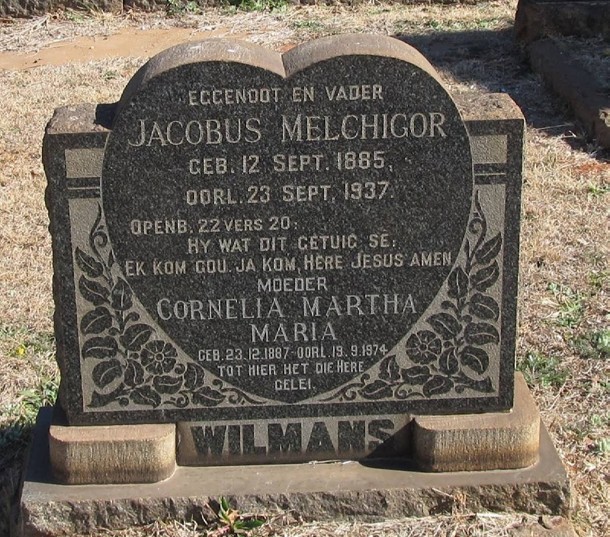 WILMANS Jacobus Melchigor 1885-1937 &amp; Cornelia Martha Maria 1887-1974