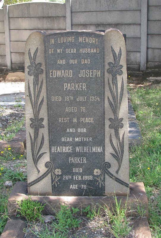 PARKER Edward Joseph -1954 &amp; Beatrice Wilhelmina -1968