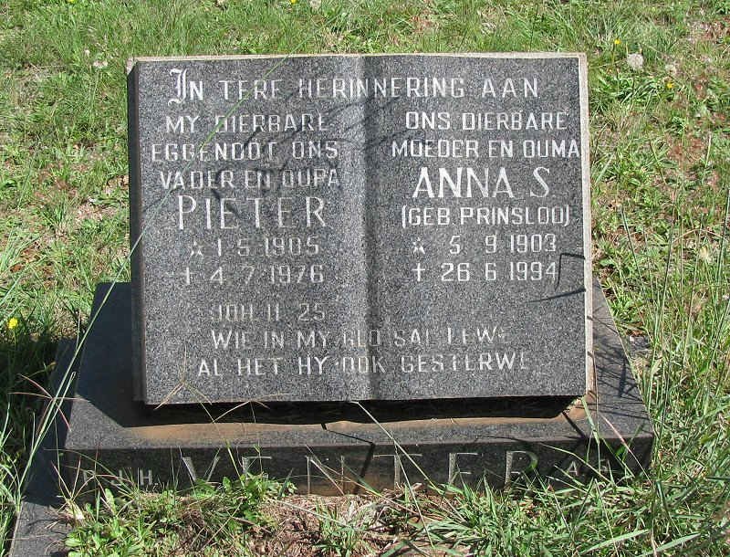 VENTER Pieter 1905-1976 &amp; Anna S. PRINSLOO 1903-1994