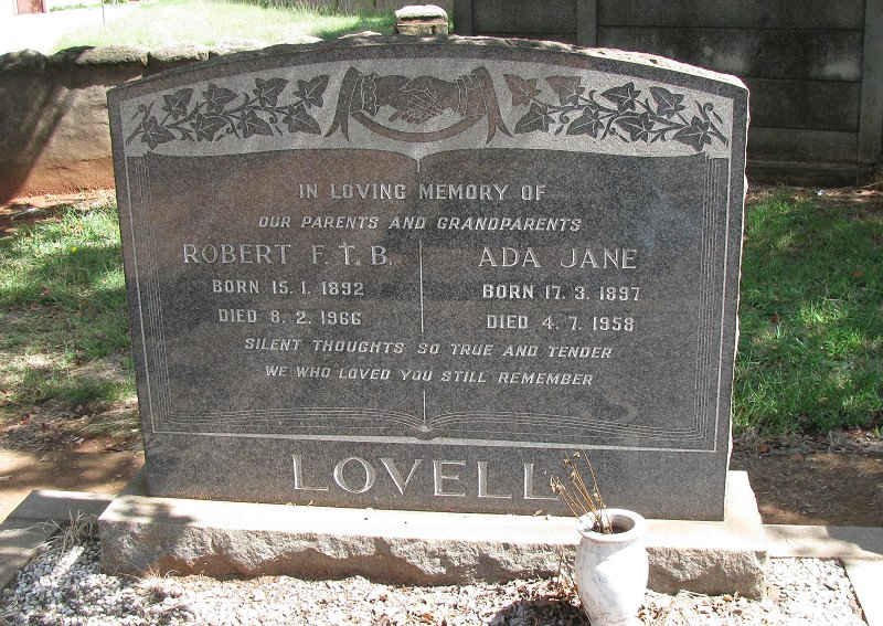 LOVELL Robert F.T.B. 1892-1966 &amp; Ada Jane 1897-1958