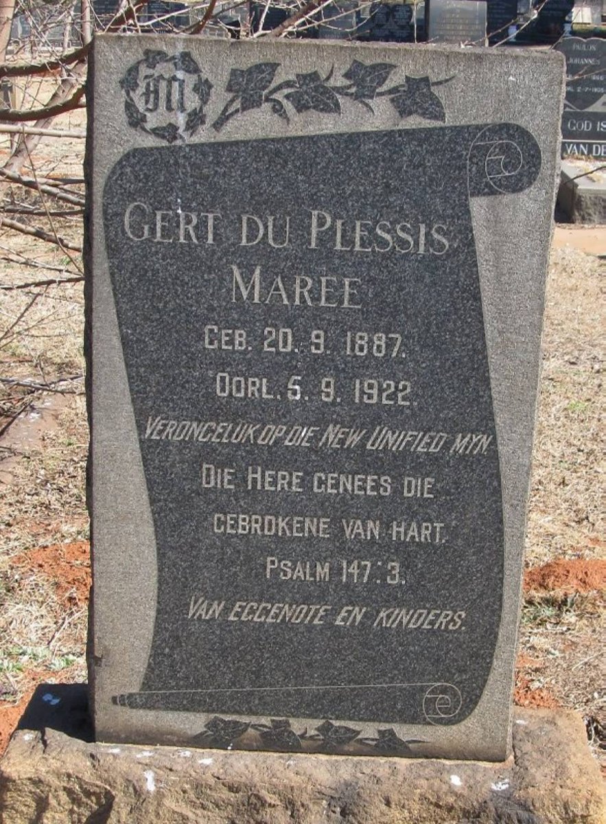 MAREE Gert Du Plessis 1887-1922