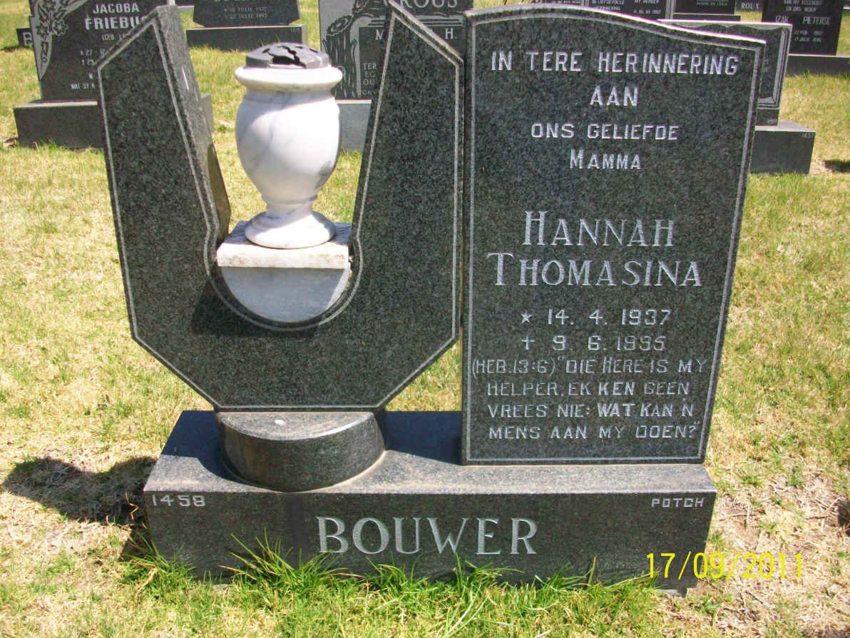 BOUWER Hannah Thomasina 1937-1995