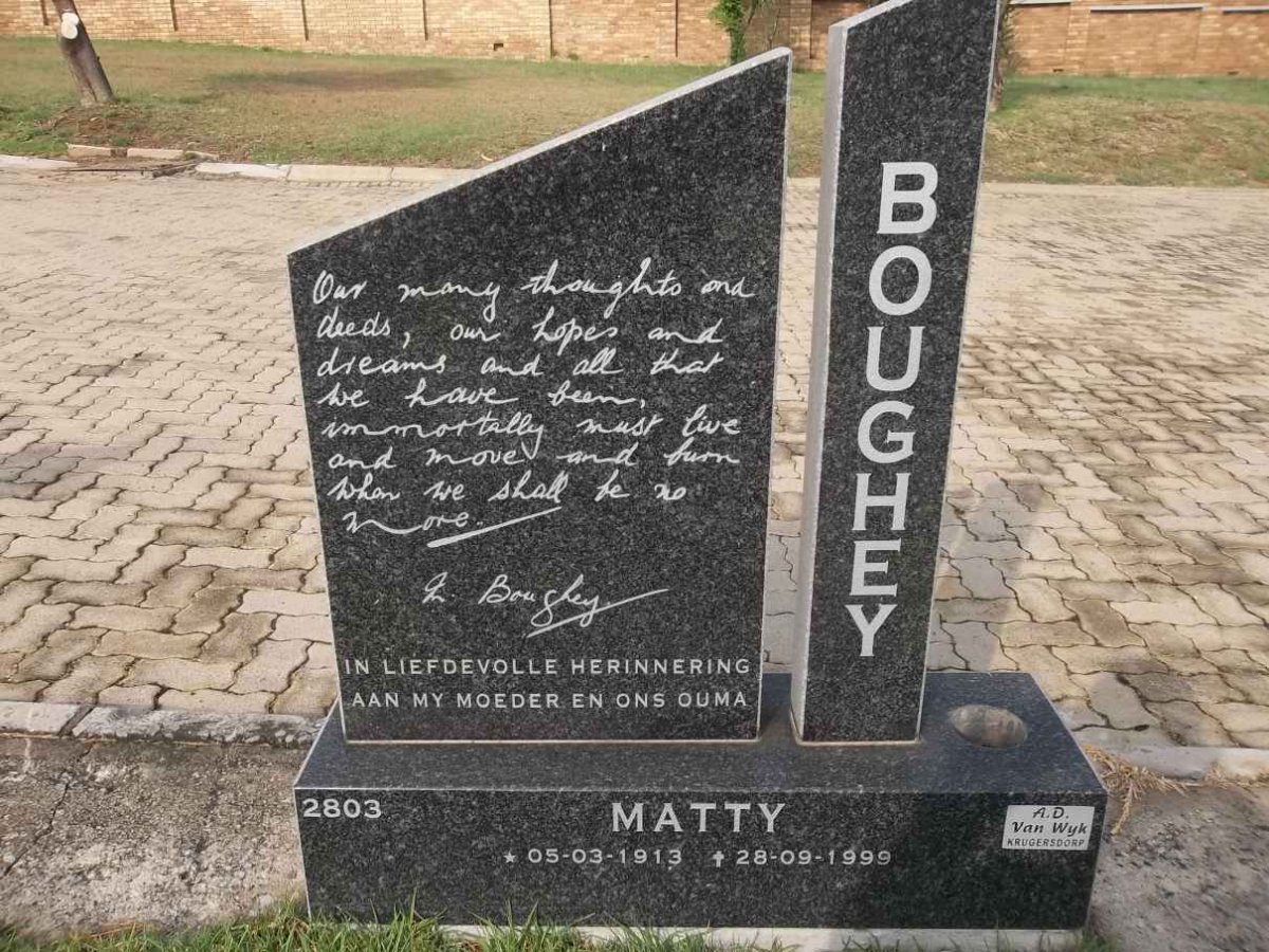 BOUGHEY Matty 1913-1999