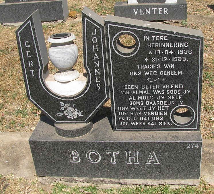 BOTHA Gert Johannes 1936-1989