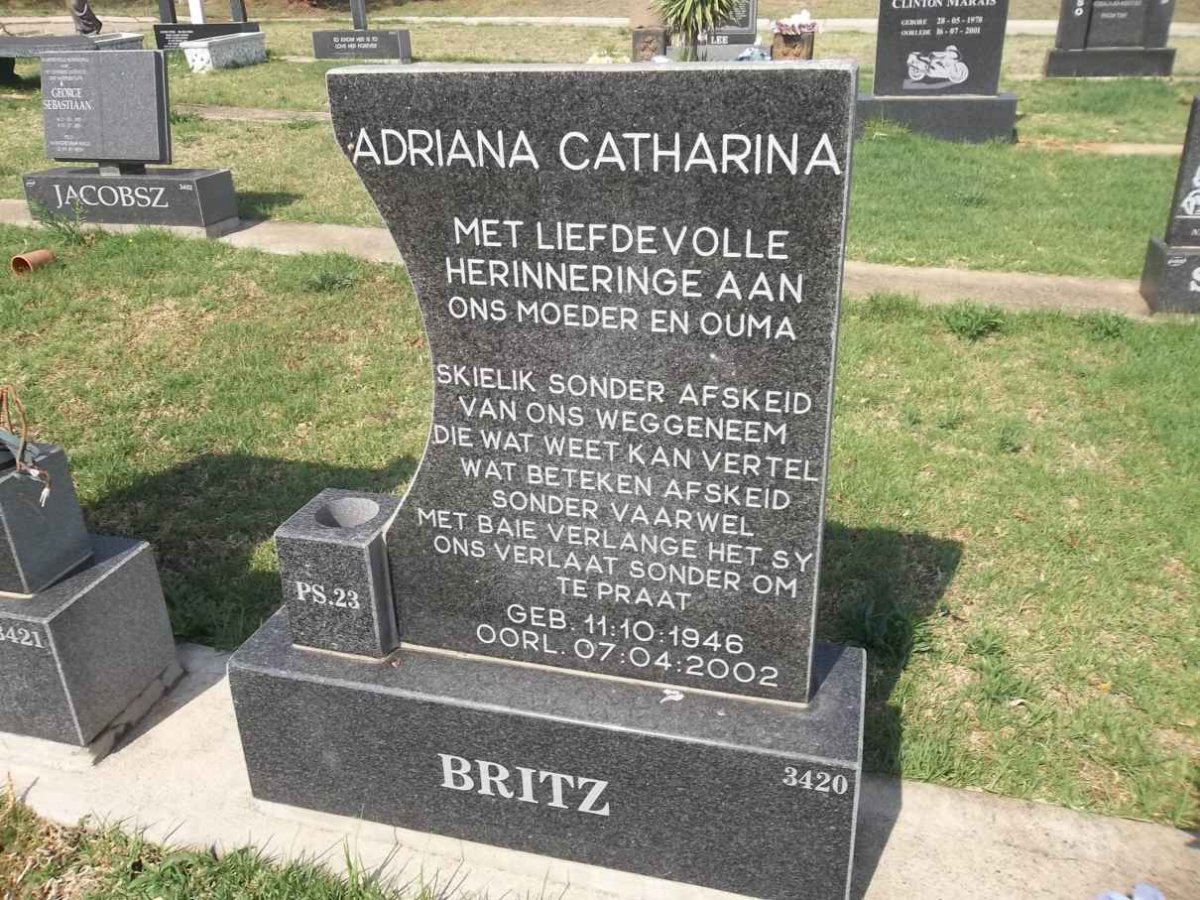 BRITZ Adriana Catharina 1946-2002