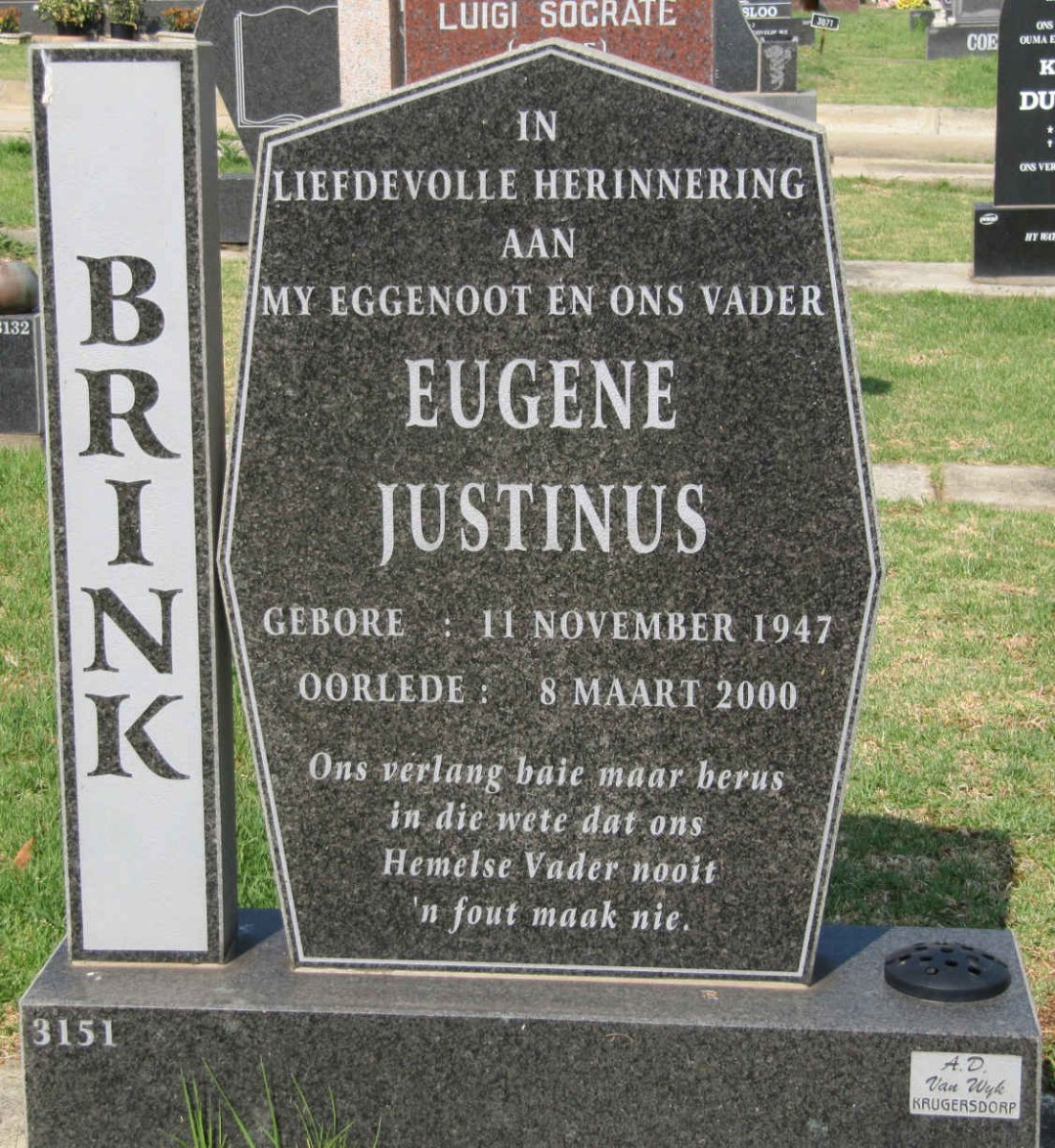 BRINK Eugene Justinus 1947-2000