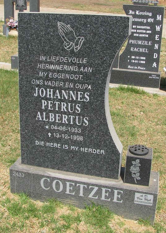 COETZEE Johannes Petrus Albertus 1933-1998