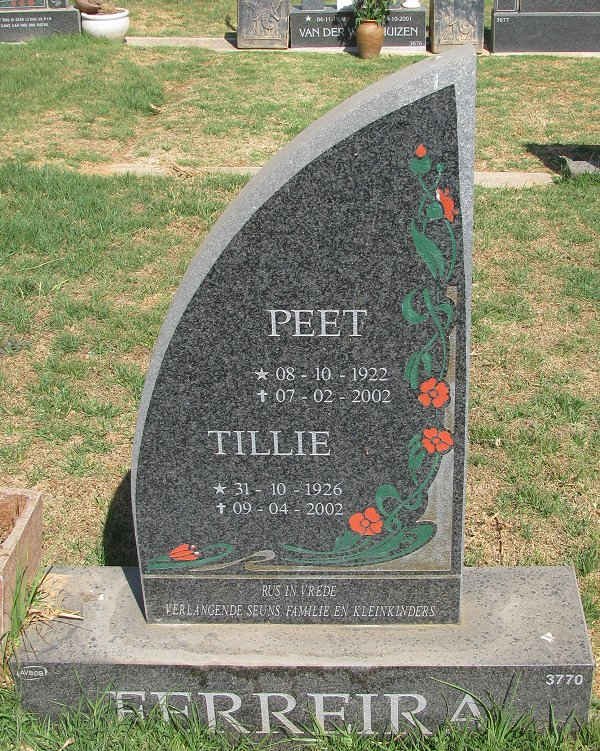 FERREIRA Peet 1922-2002 &amp; Tillie 1926-2002