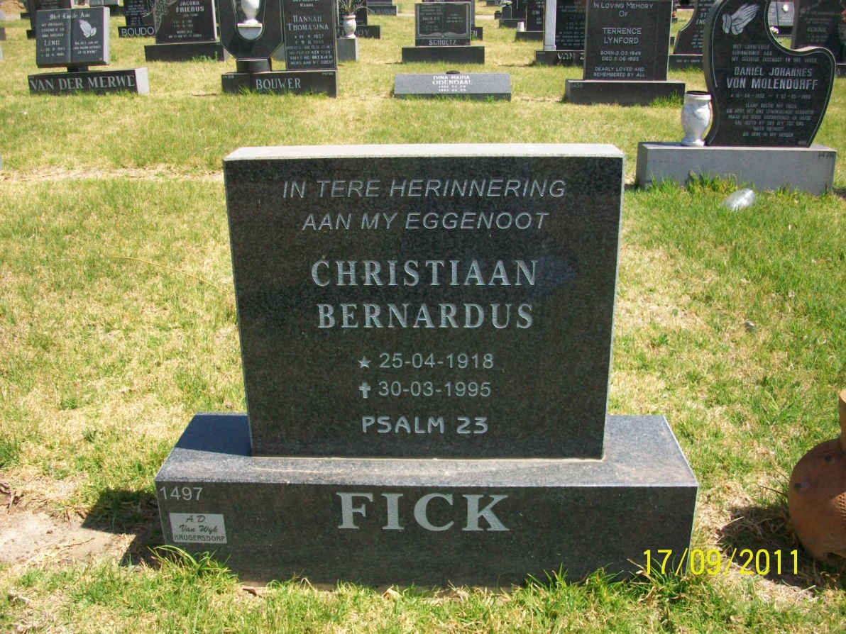 FICK Christiaan Bernardus 1918-1995