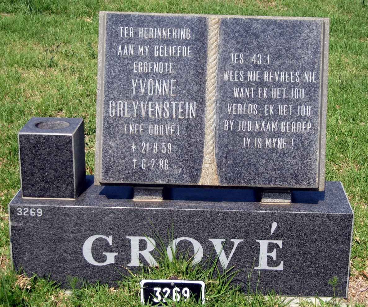 GREYVENSTEIN Yvonne nee GROVÉ 1959-1986