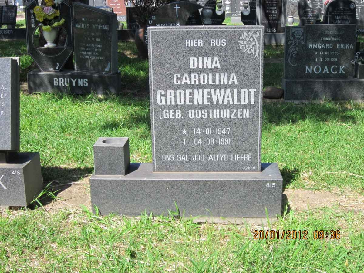 GROENWALDT Dina Carolina nee OOSTHUIZEN 1947-1991