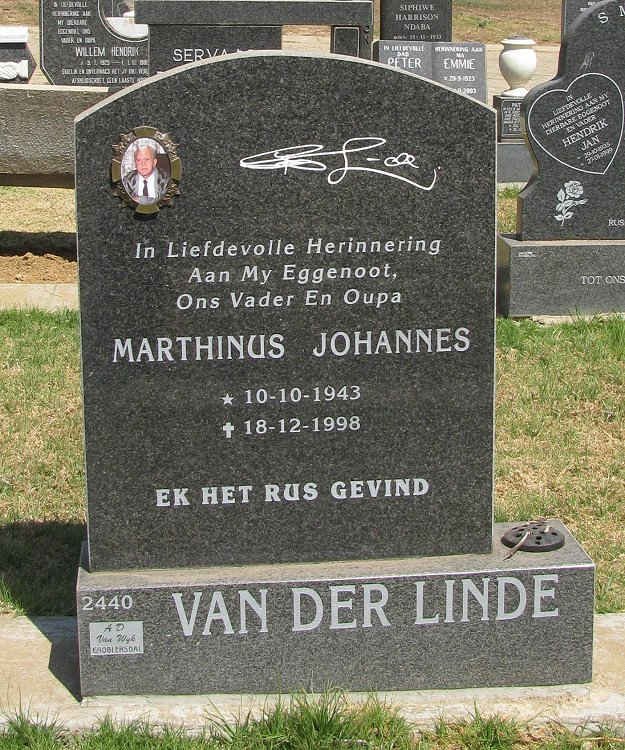 LINDE Marthinus Johannes, van der 1943-1998