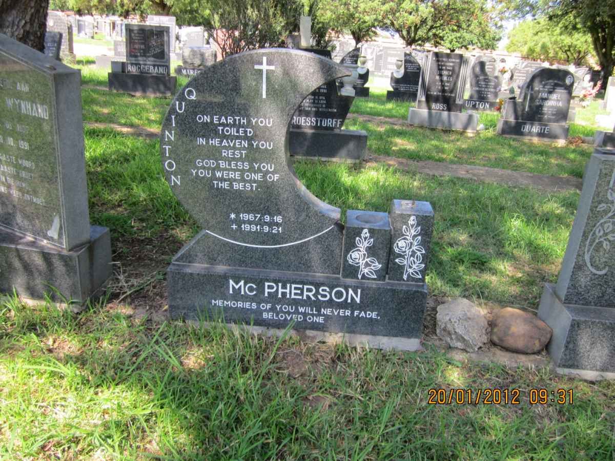 Mc PHERSON Quinton 1967-1991