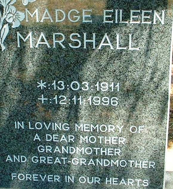 MARSHALL Madge Eileen 1911-1996