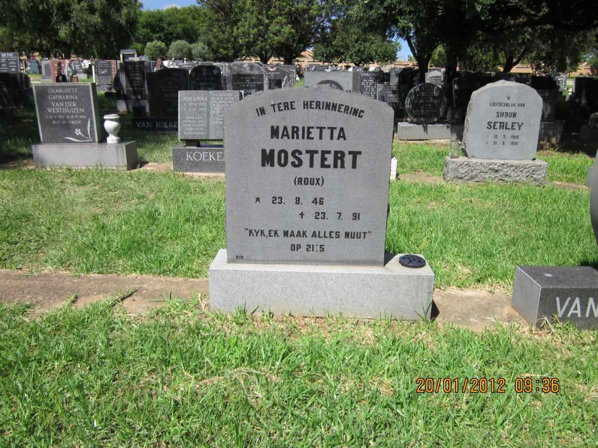 MOSTERT Marietta nee ROUX 1946-1991
