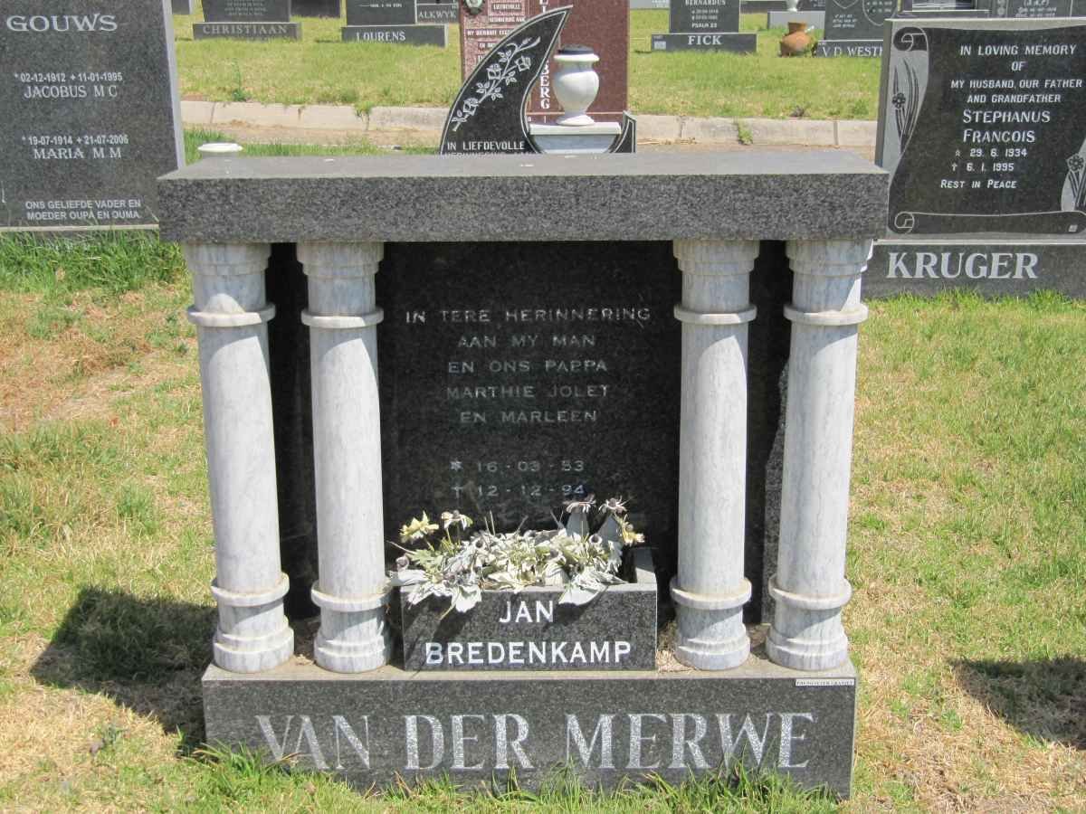 MERWE Jan Bredenkamp, van der 1953-1994