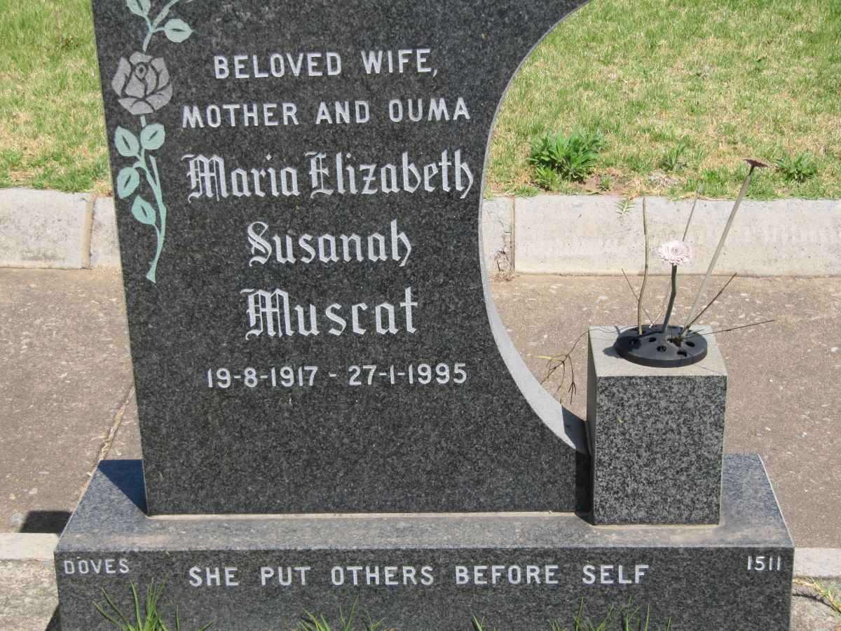 MUSCAT Maria Elizabeth Susanah 1917-1995
