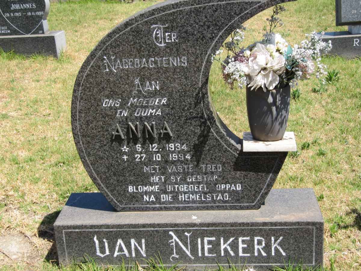 NIEKERK Anna, van 1934-1994