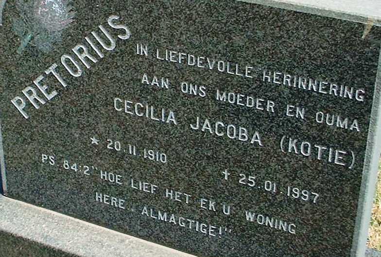 PRETORIUS Cecilia Jacoba 1910-1997