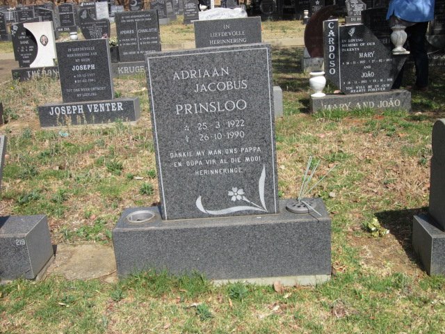 PRINSLOO Adriaan Jacobus 1922-1990