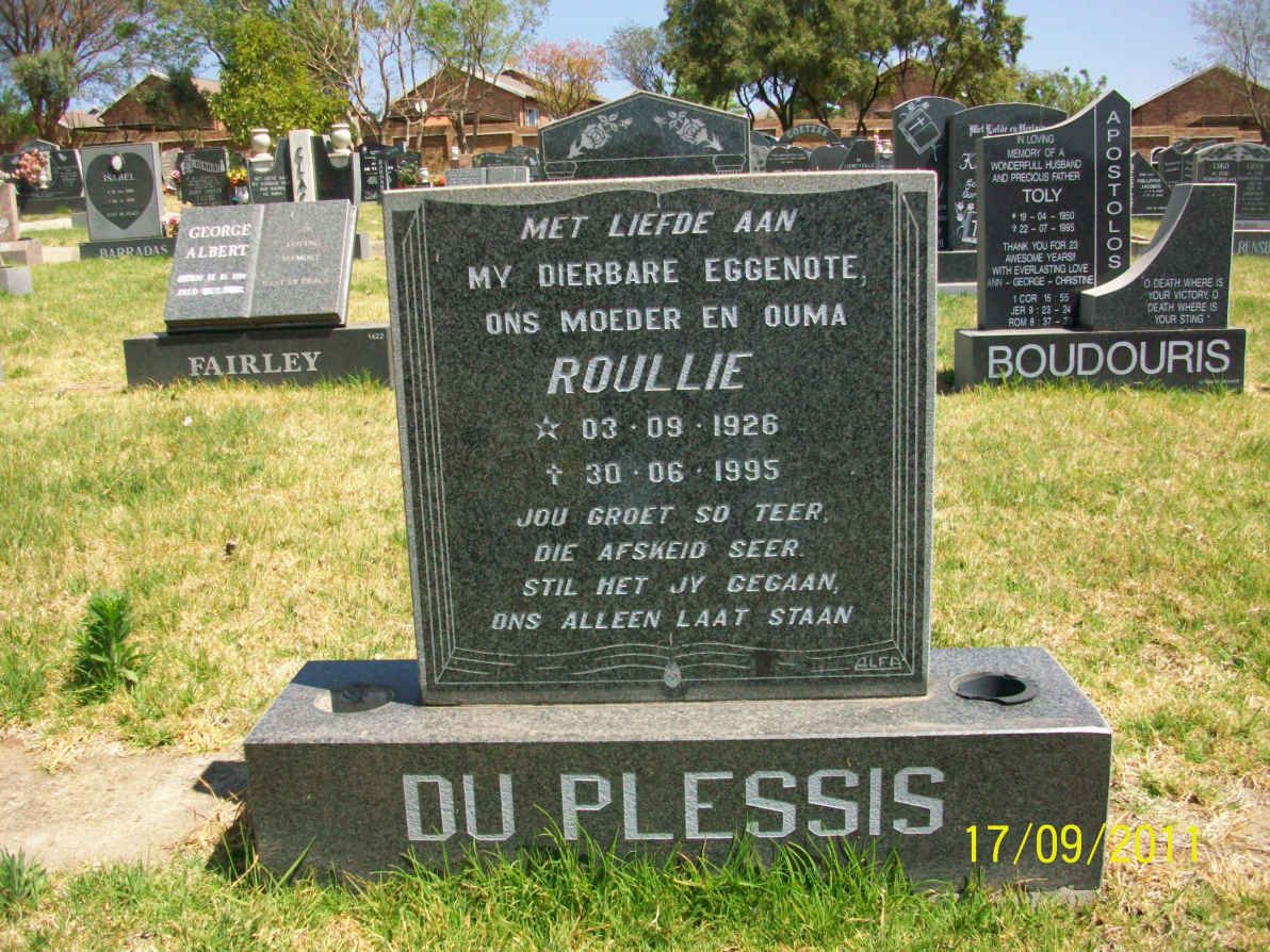 PLESSIS Roullie, du 1926-1995