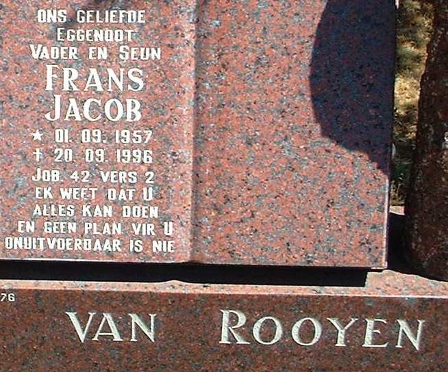ROOYEN Frans Jacob, van 1957-1996