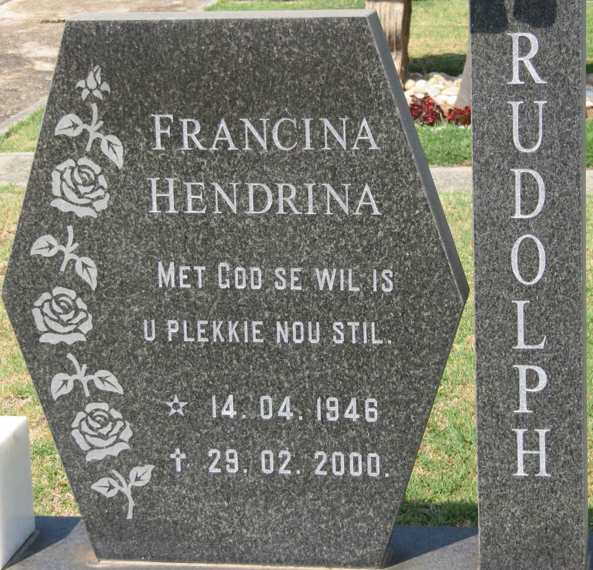 RUDOLPH Francina Hendrina 1946-2000