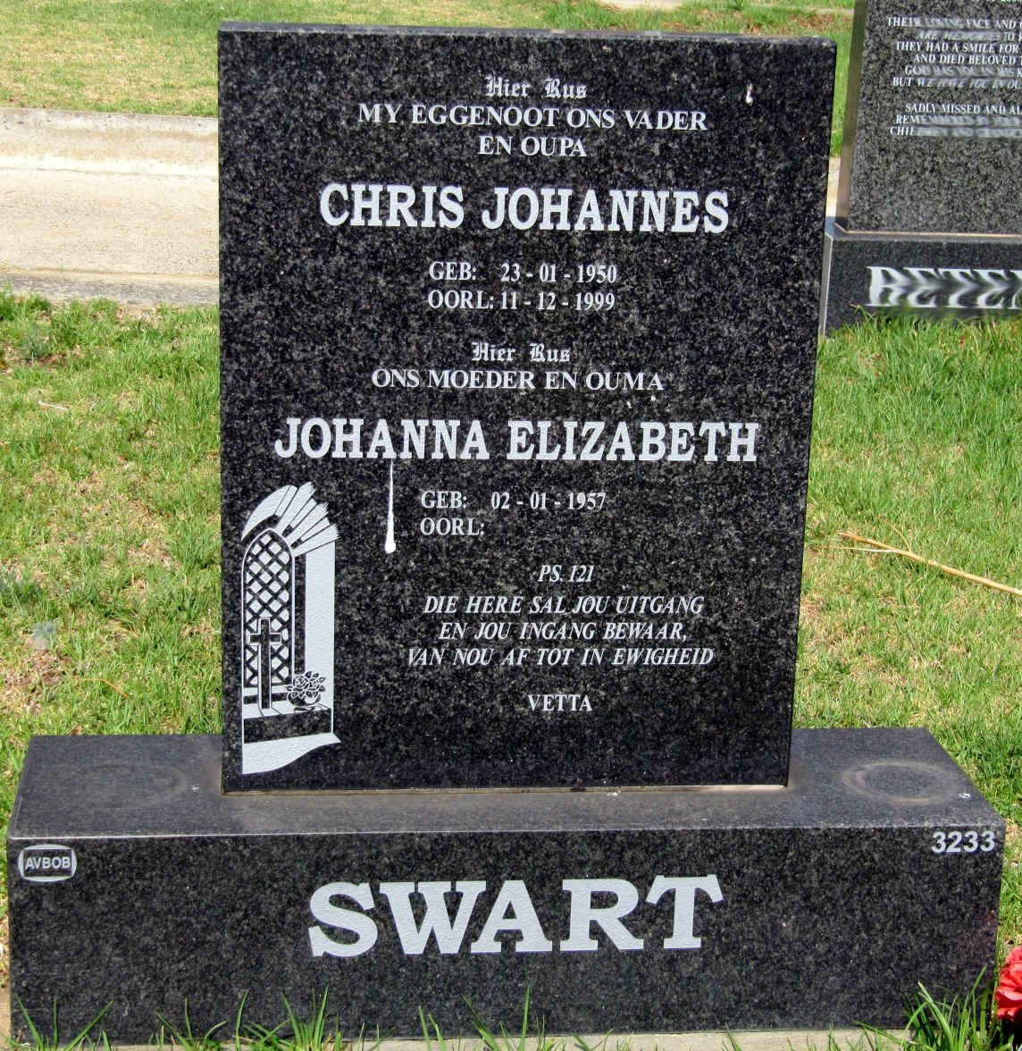 SWART Chris Johannes 1950-1999 &amp; Johanna Elizabeth 1957-