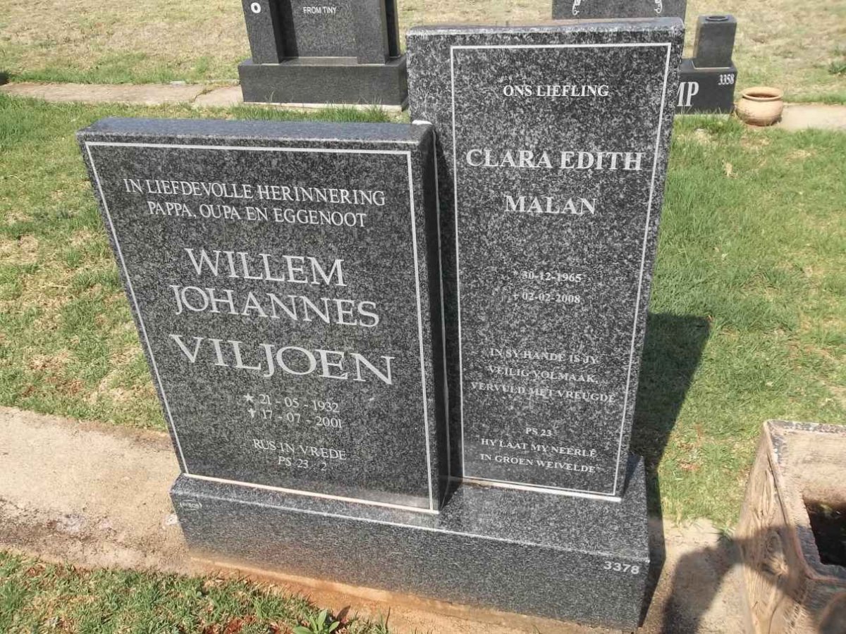 VILJOEN Willem Johannes 1932-2001 :: MALAN Clara Edith 1965-2008