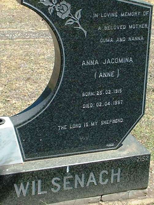 WILSENACH Anna Jacomina 1915-1997