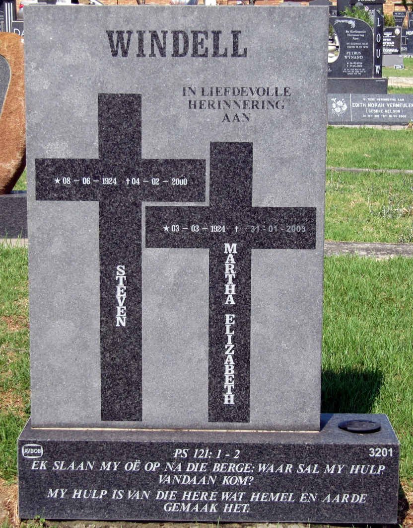 WINDELL Steven 1924-2000 &amp; Martha Elizabeth 1924-2009