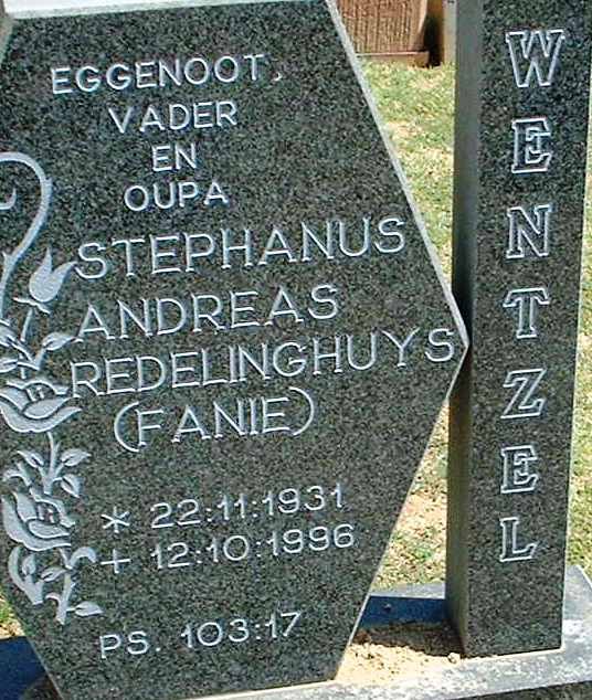 WENTZEL Stephanus Andreas Redelinghuys 1931-1996