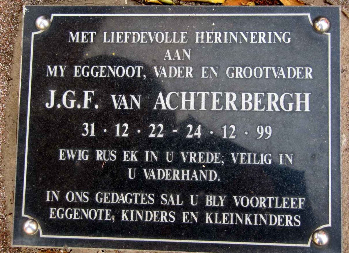 ACHTERBERGH J.G.F., van 1922-1999