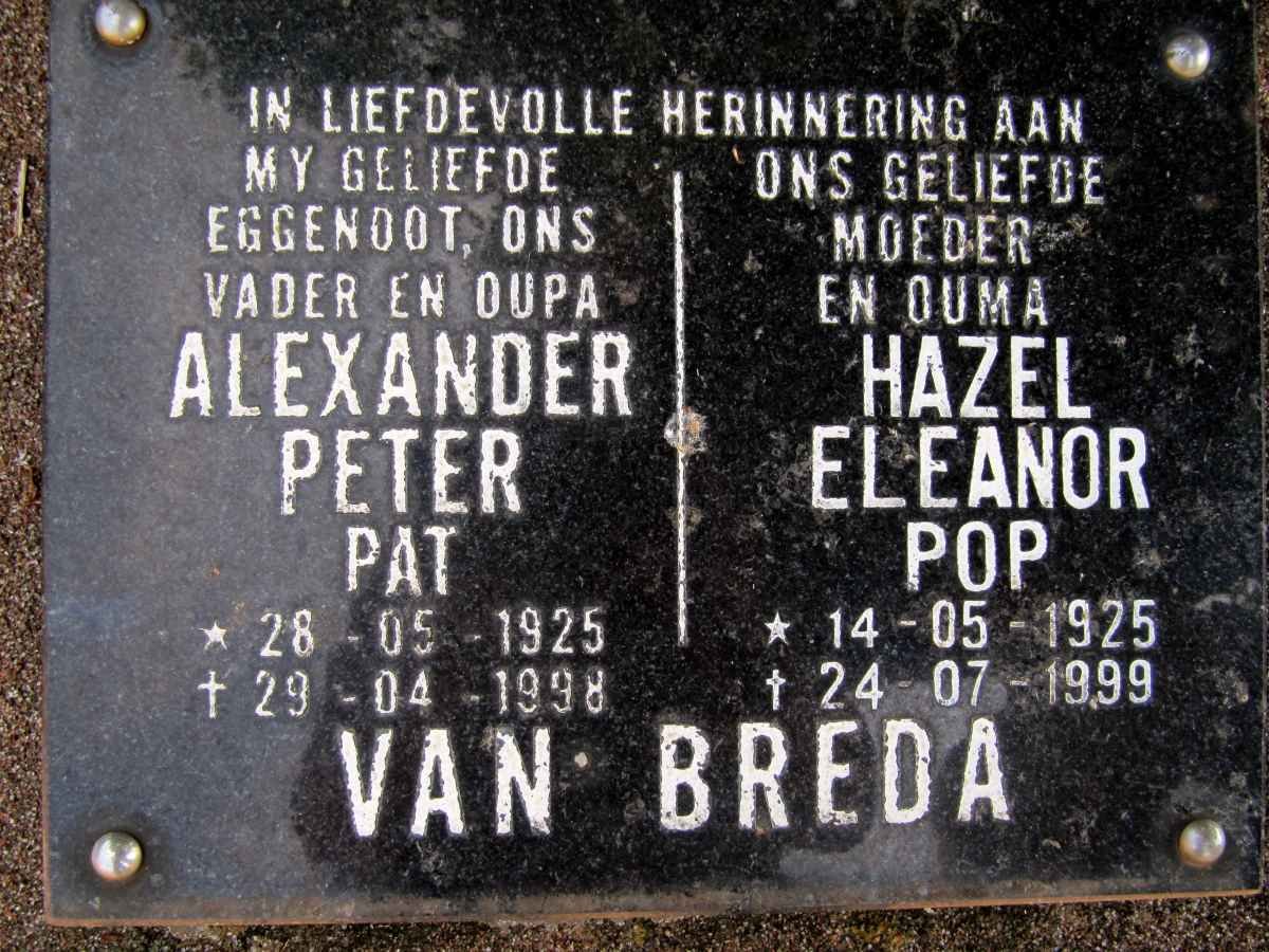 BREDA Alexander Peter, van 1925-1998 &amp; Hazel Eleanor 1925-1999