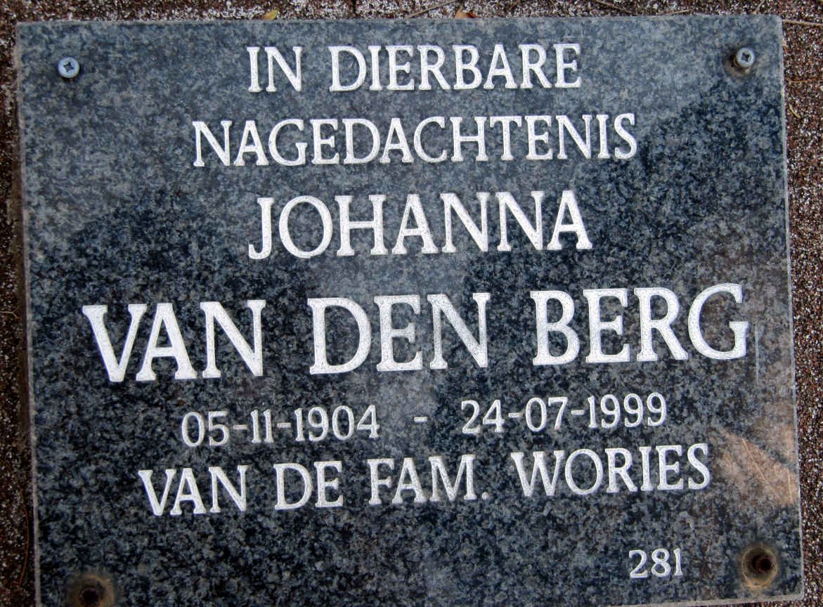BERG Johanna, van den 1904-1999
